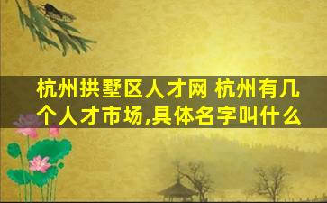 杭州拱墅区人才网 杭州有几个人才市场,具体名字叫什么